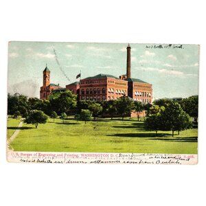 US Bureau Engraving Printing Postcard Washington DC Cent 1908 Miss Alice Brewer